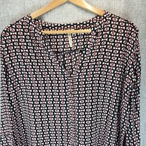 Grand & Greene Top Tunic Women's  V-Neck Geometric Multicolor Print Large Boho